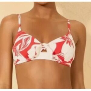 Shade & Shore Push-Up Knot Detail Bikini Top Womens 36C Red White Floral